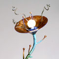 Trumpet Flower. 2004, Collaborator: Miranda Jones, 21w x 12d x 82h inches - salvaged steel, wood, copper leaf, acrylic paint, crayon. Photo: Trent Watts