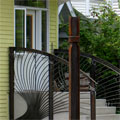 Fan (front step handrail) / WRAP 8 by 132 (sculpture). 2007 / 2005, 78 x 96 x 4 inches each side / 96 x 10 1/2 x 4 inches - steel, rust patina, 850lbs / 130lbs. Photo: M. Craig Campbell