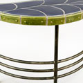 Half Oval Garden Table. 2007, Collaborator: Ken Wilkinson, 30 x 41 x 17 inches - steel, zinc, paint / clay, glaze, sealant, 100lbs. Photo: Trent Watts